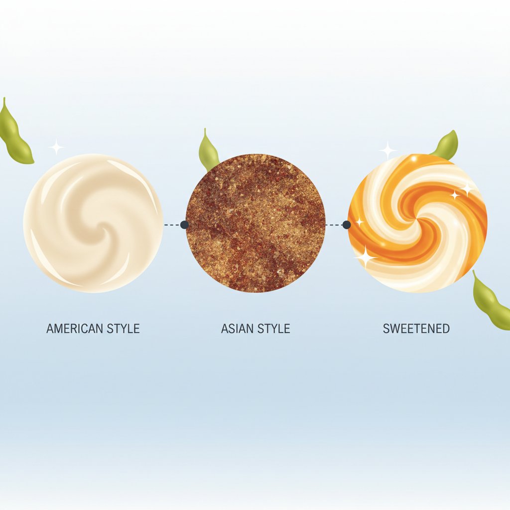a conceptual comparison of different soy milk styles and their flavor profiles