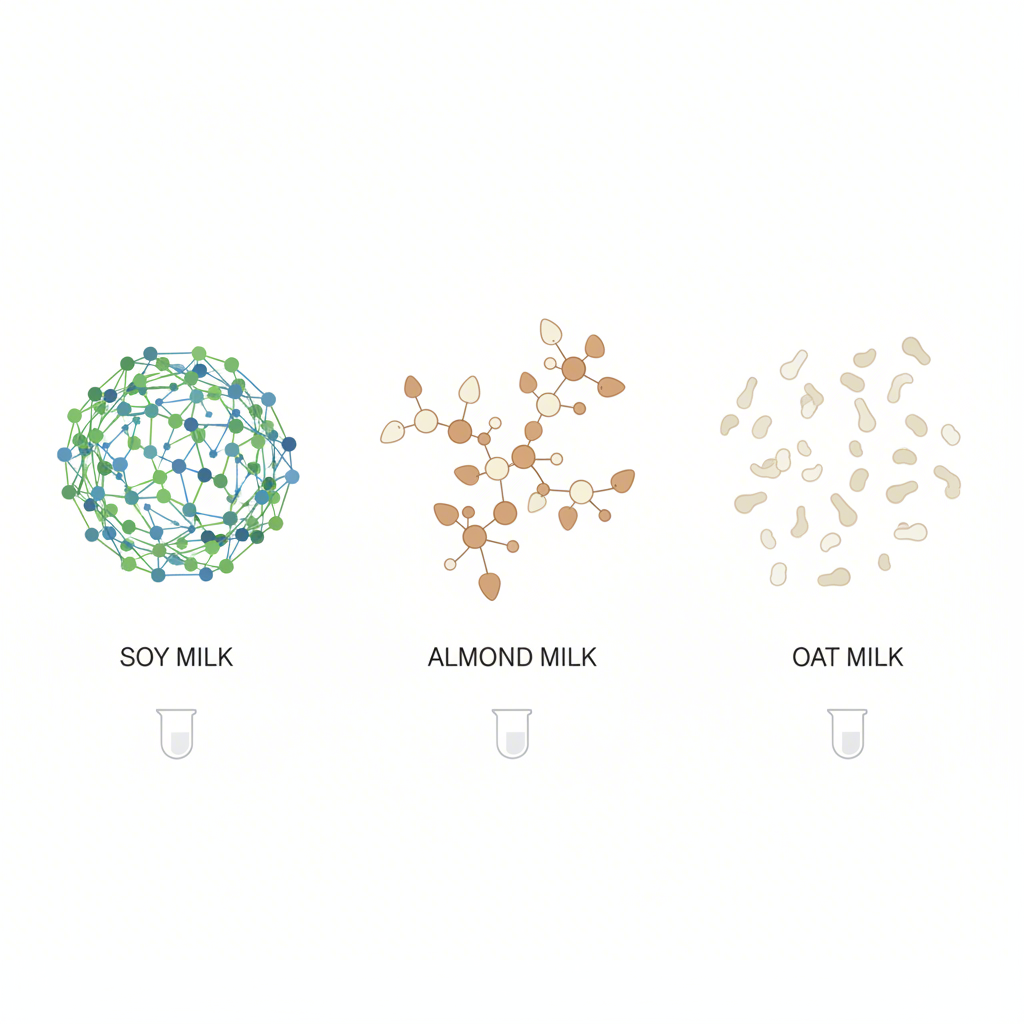 a conceptual diagram showing the higher protein density in soy milk