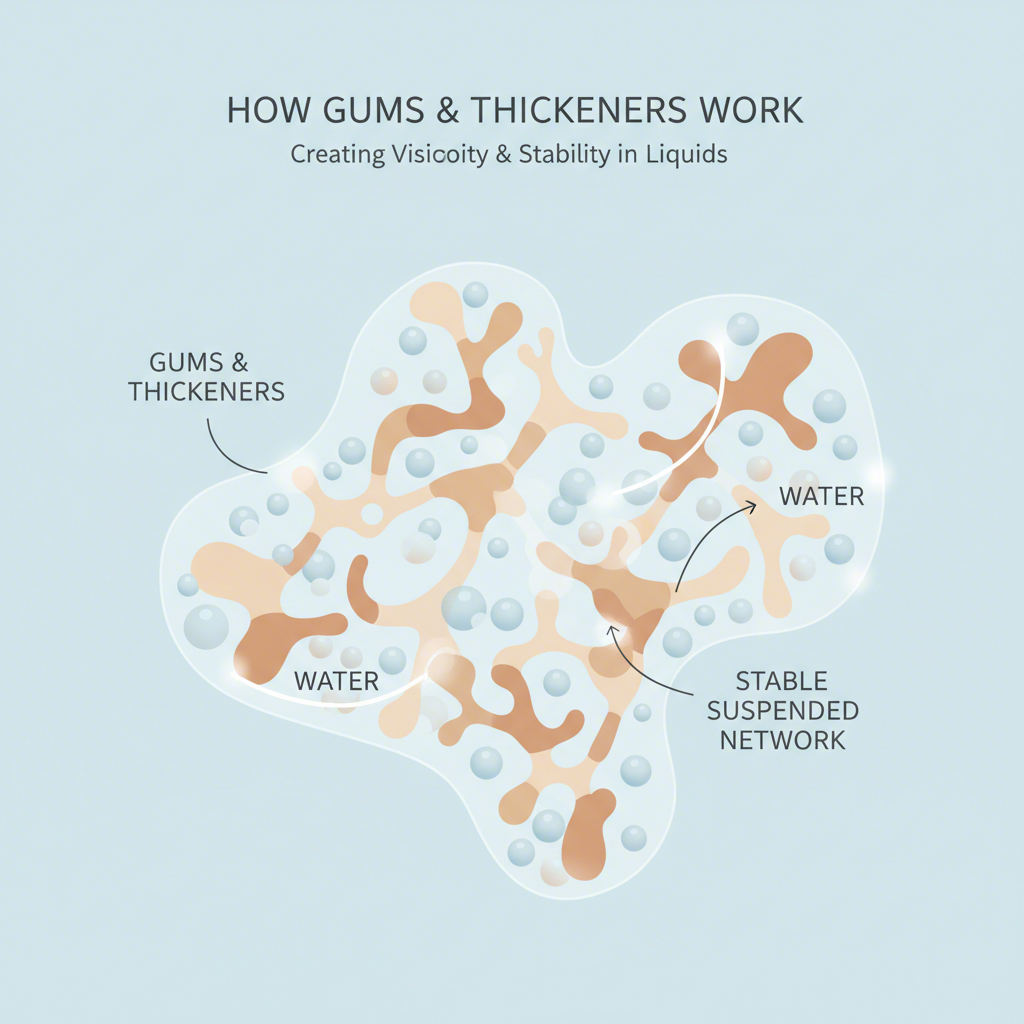 a diagram illustrating how thickeners and stabilizers work in plant based milks