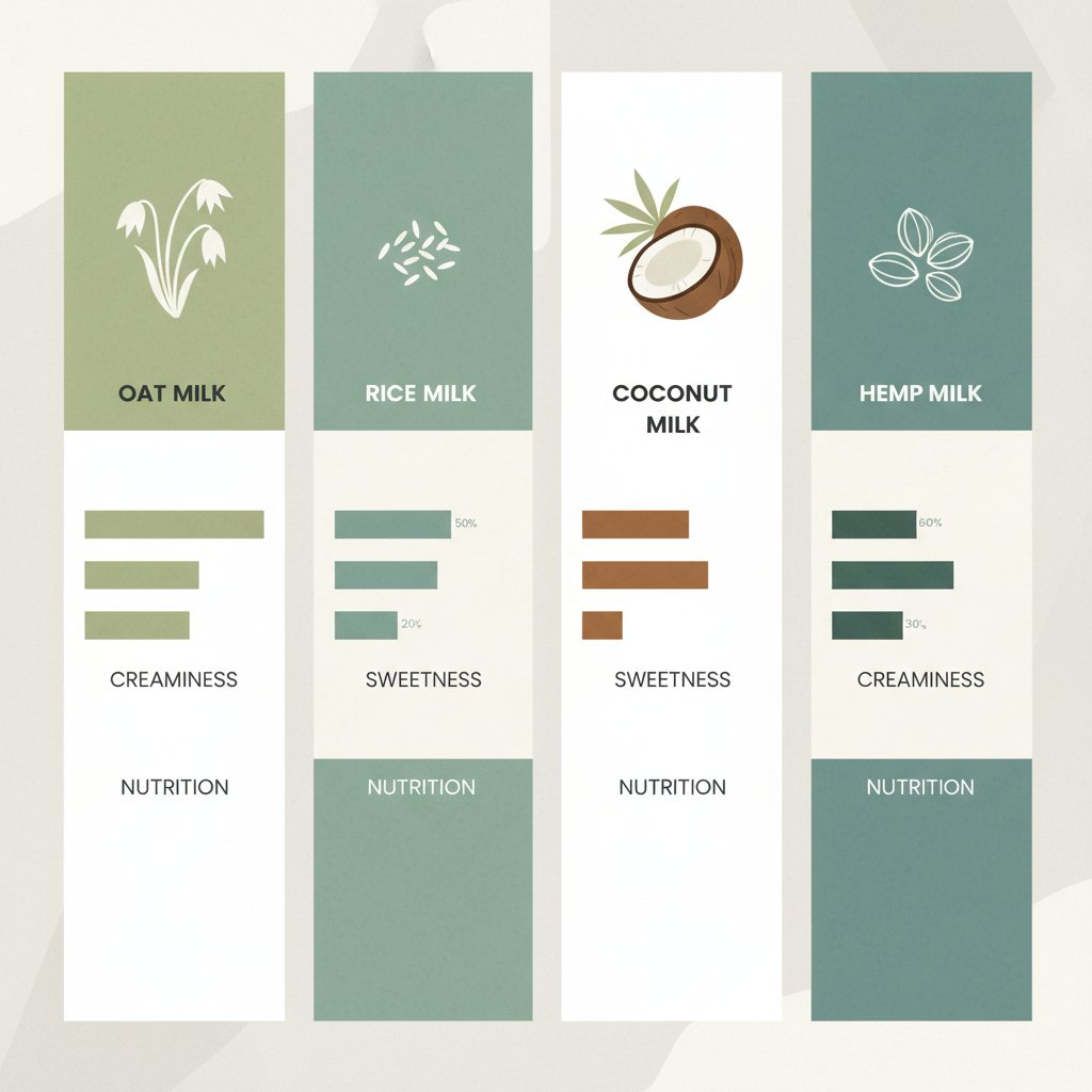 a visual comparison of different soy free milk alternatives