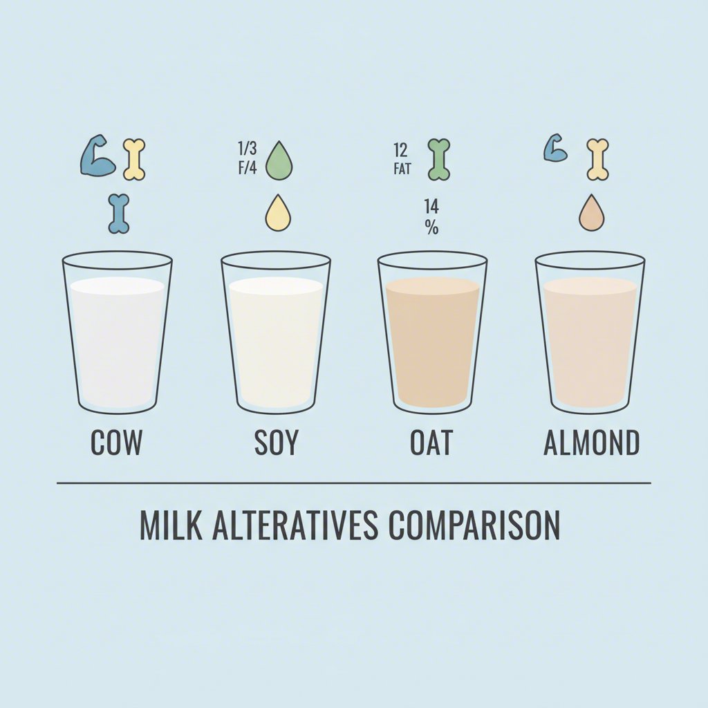 a visual comparison of the nutritional content in different types of milk for toddlers