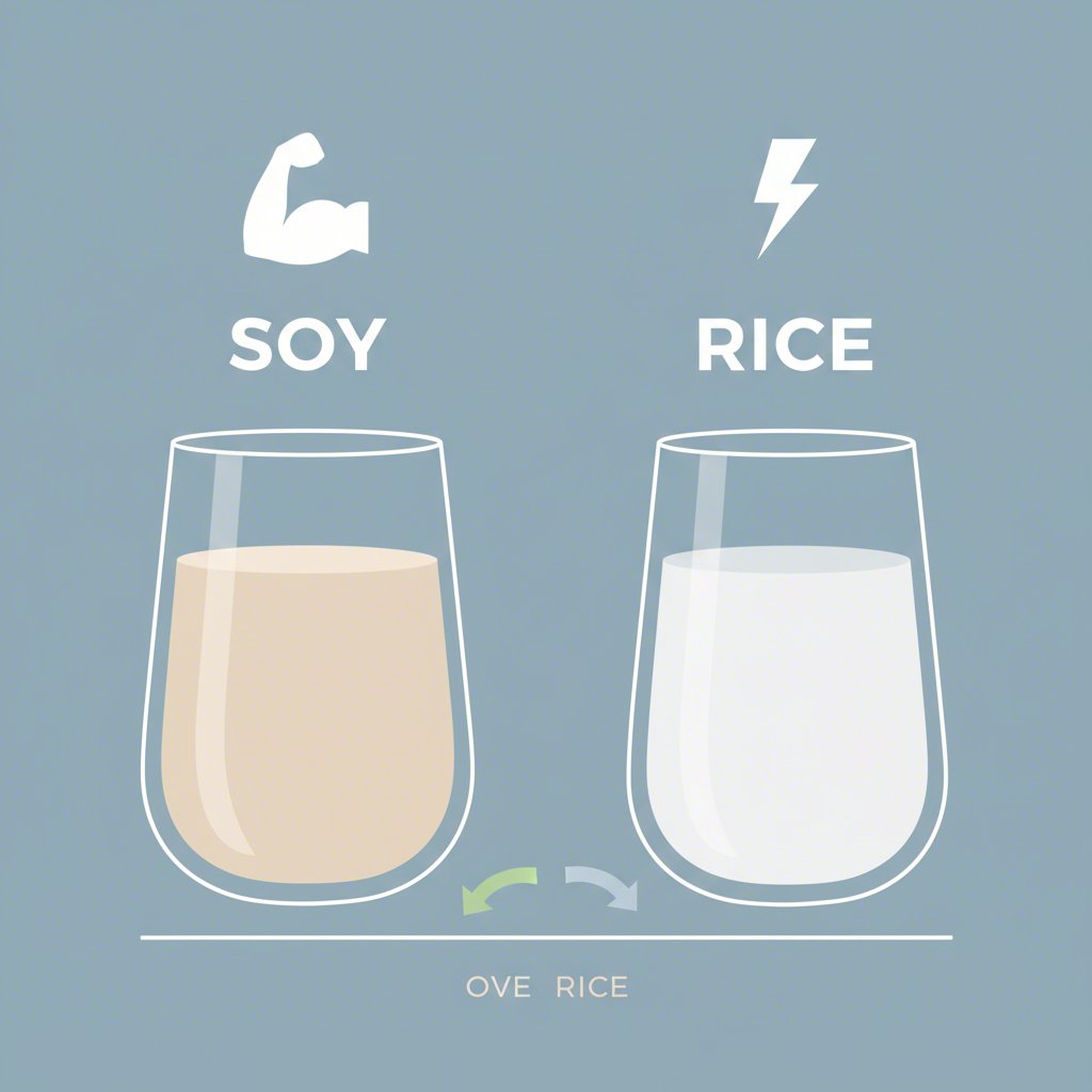 a visual comparison of the primary nutritional benefits of soy milk protein and rice milk carbohydrates