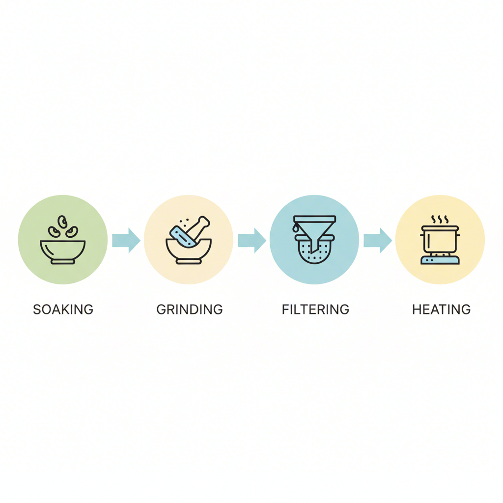 a visual flowchart of the soy milk production process