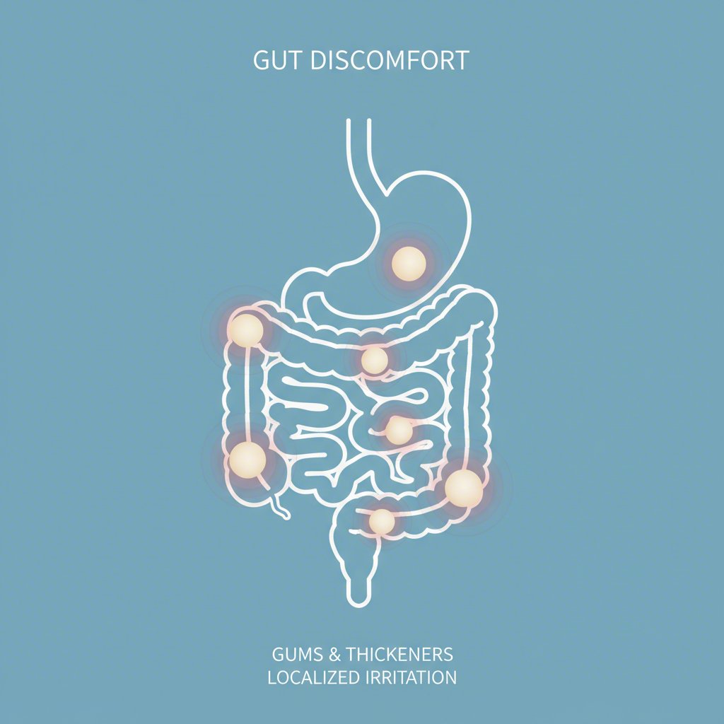 an abstract diagram showing how additives like gums can cause digestive discomfort