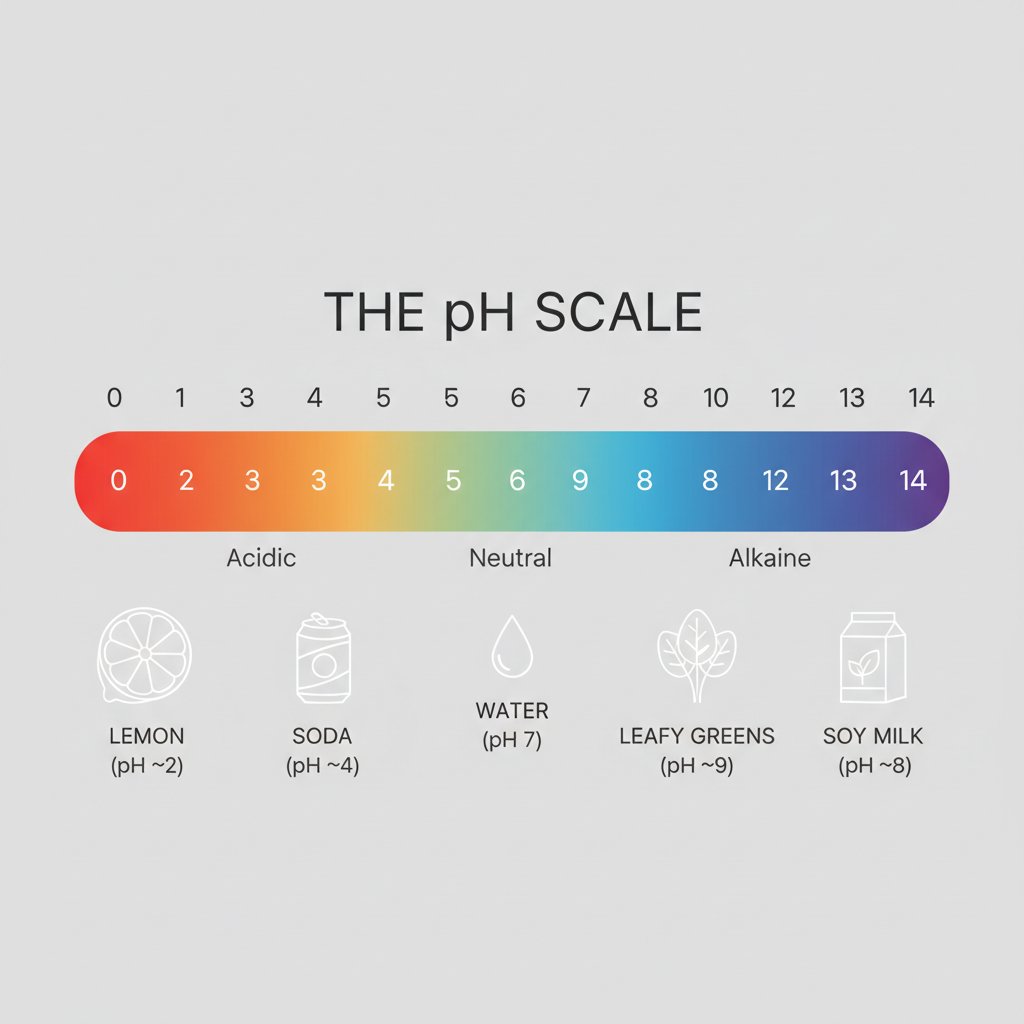 an easy to understand diagram of the food ph scale from acidic to alkaline