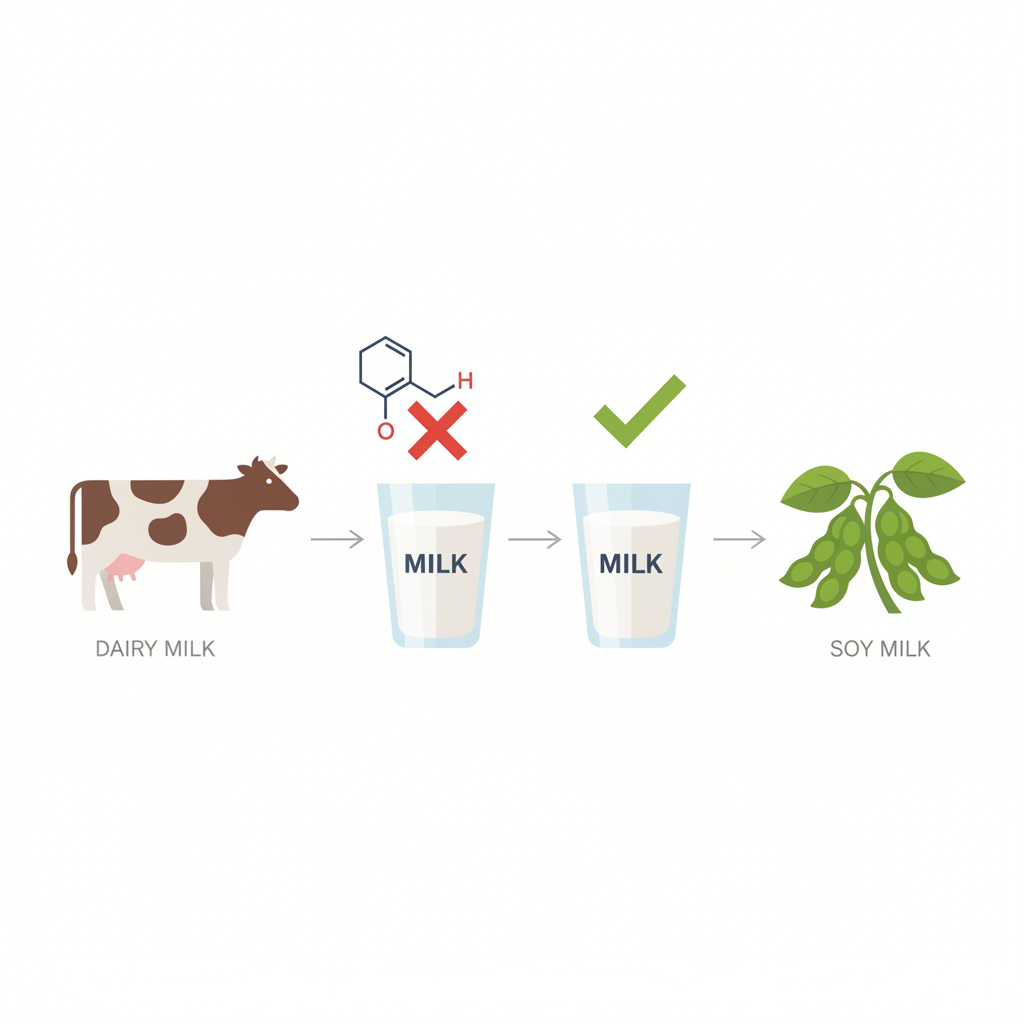 an infographic explaining why soy milk is lactose free compared to dairy