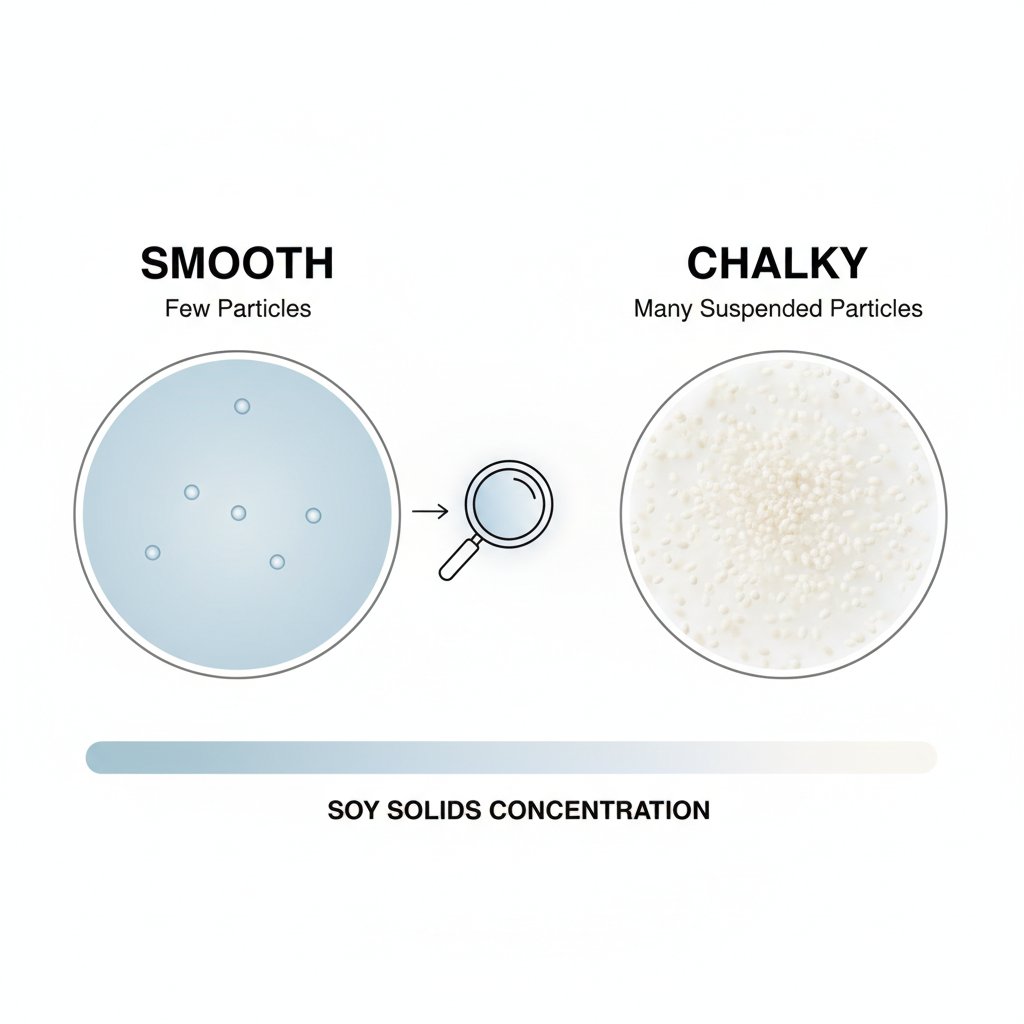 diagram illustrating how soy solids concentration causes a chalky texture in milk