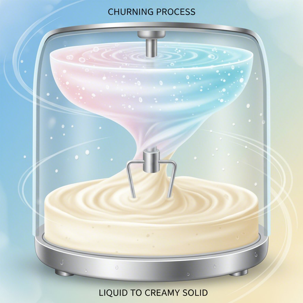 diagram showing how a churned ice cream maker creates a smooth texture