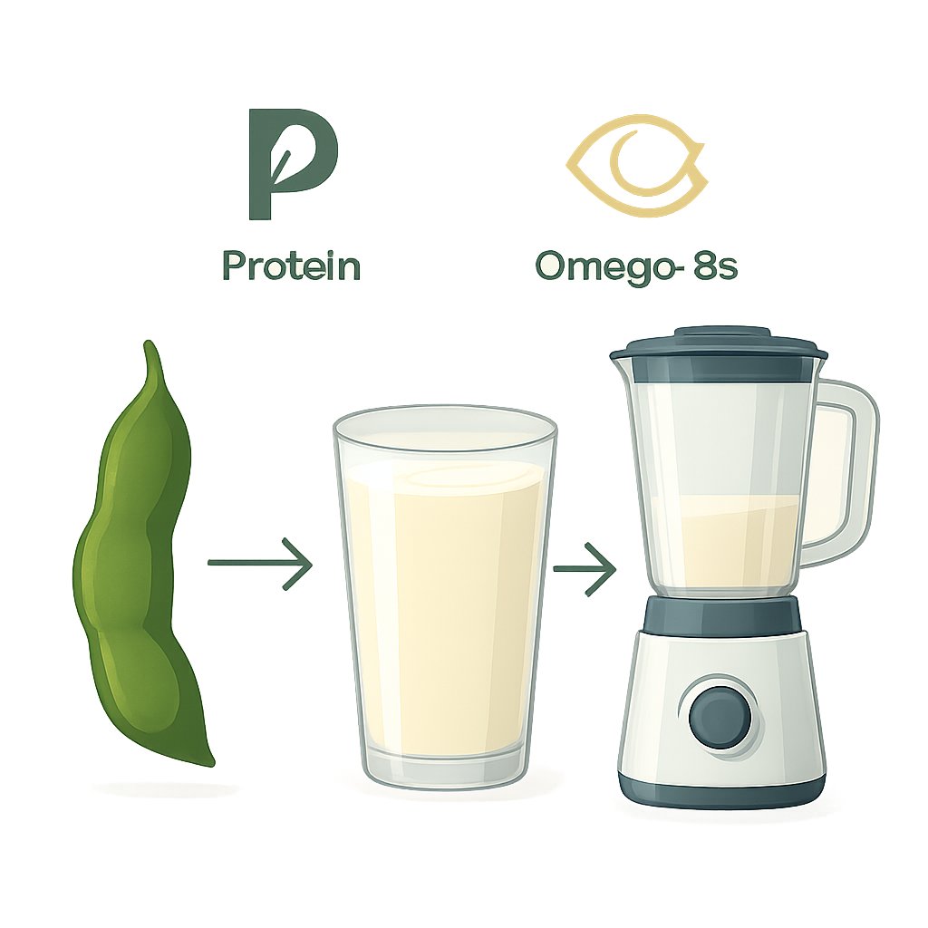 infographic showing the journey from soybean to smoothie