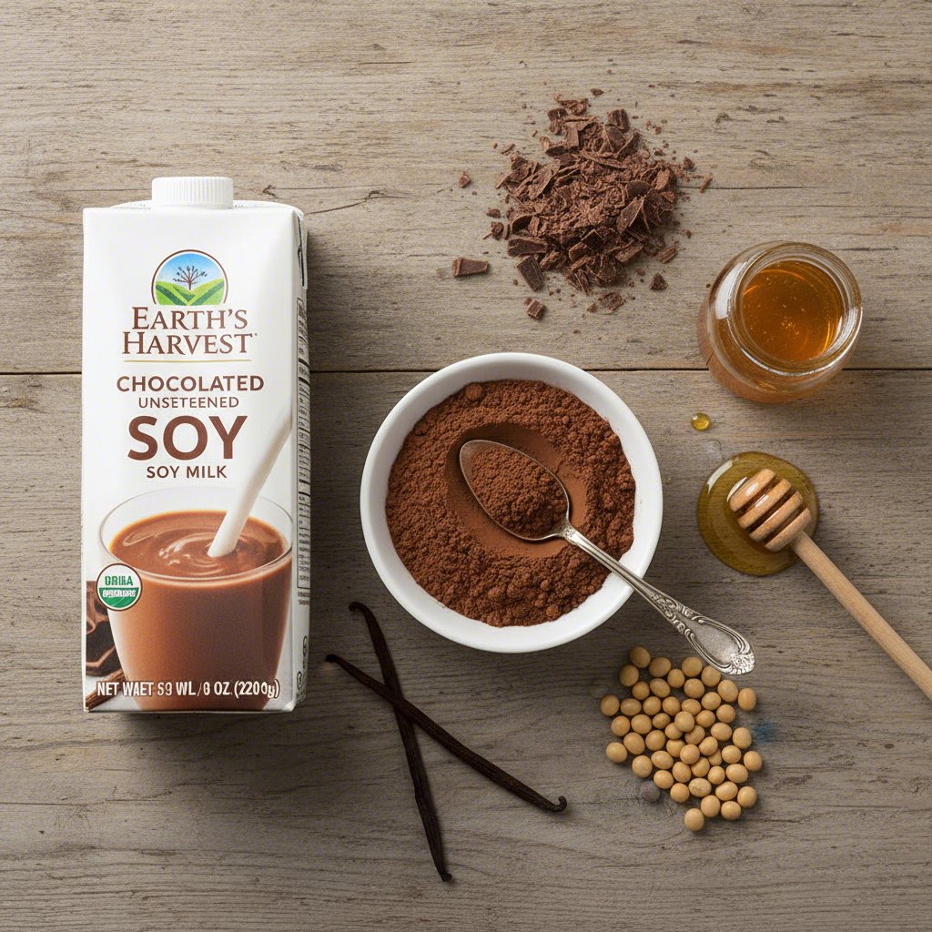 simple ingredients for a quick and easy chocolate soy milk recipe