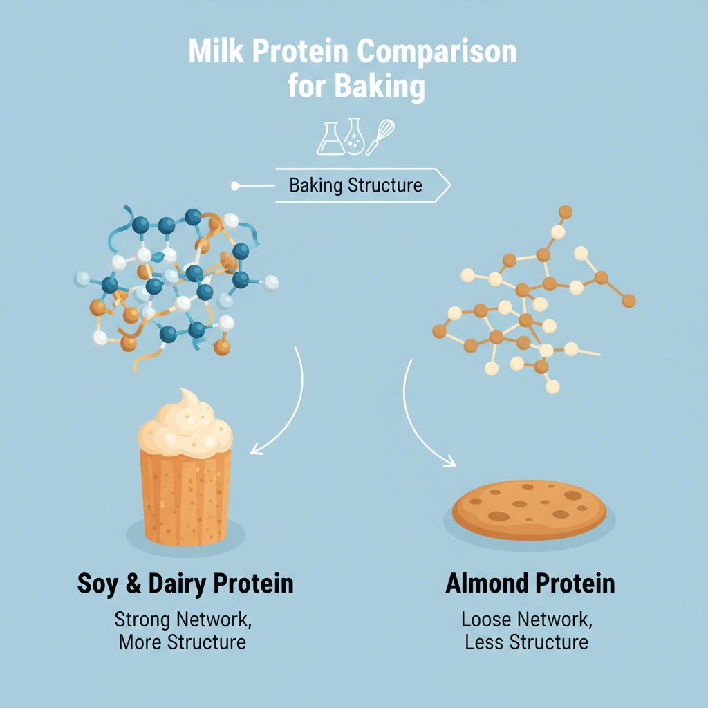 visual comparison of protein content in soy milk versus other milks for baking