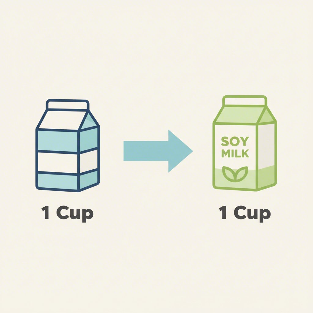 visual representation of the 1 to 1 substitution ratio for soy milk