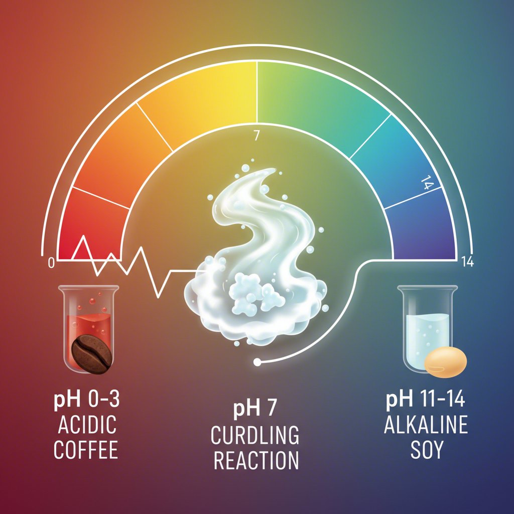 visual showing the ph difference between acidic coffee and soy milk
